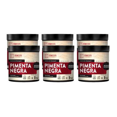 Imagem de Creme de Massagem Profissional cosmeceuta Pimenta Negra 1Kg 6un Termogênico, aumenta circulação sanguínea