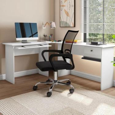 Imagem de Escrivaninha de Canto Max 1 Gaveta Branco Absoluto Zanzini, Branco