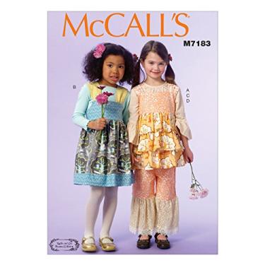 Imagem de McCall's Patterns M7183 Children's/Girls' Top, Jumpers and Pants Sewing Template, CL (6-7-8)