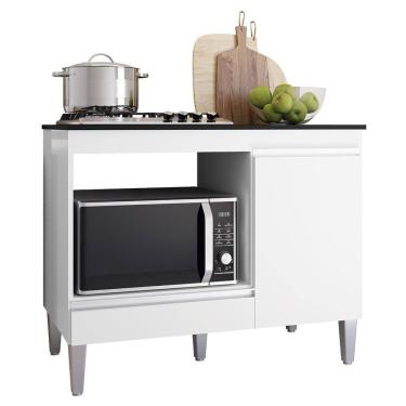 Imagem de Balcão De Cozinha Para Cooktop E Forno Microondas Carla Branco - Ajl Móveis