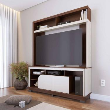 Imagem de Estante para TV Até 65 Polegadas Silvestre 2 Portas Nogueira Real/Off White Matte - Pnr Móveis