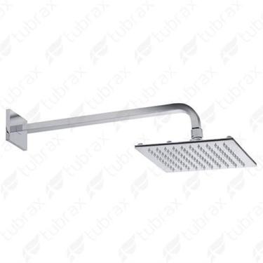 Imagem de Ducha Chuveiro Slim Quadrado Metal 20x20cm Com Braço 38cm Tubrax