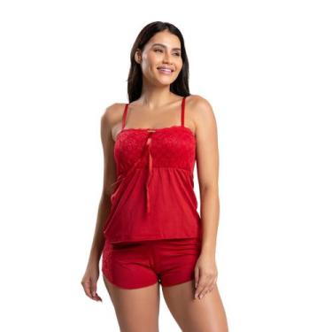 Imagem de Baby Doll Feminino Julia  Short Doll em Microfibra com Renda  IMI Ling