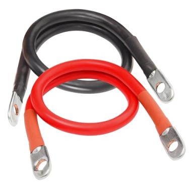 Imagem de TOPDC Cabo de bateria de 4 AWG 4AWG de 30 cm conjunto de cabos inversores de bateria todos os fios condutores de cobre com terminais de anel de 3/20.3 cm (4 AWG x 12 polegadas) para carro, caminhão