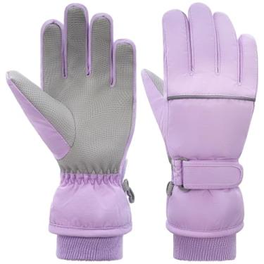 Imagem de YUHAN PRETTY Luvas de esqui de inverno para crianças à prova d'água para crianças, meninas, meninos, luvas térmicas para snowboard e neve para clima frio (11 a 15 anos)
