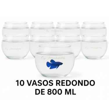 Imagem de 10 vasos redondo vidro Aquario 800 ml vidro - Vaso redondo