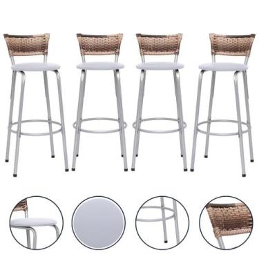 Imagem de Kit 4 Cadeira Banquetas Para Cozinha Americana Banco Balcão Bar Area G