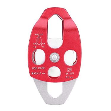 Imagem de Bloco de polia de corda de corda única de serviço pesado Premium de alumínio Premium Liga de alumínio Equipamento de segurança para escalada transportando vermelho 15,5 x 8,2 cm