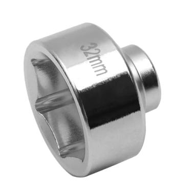 Imagem de Shonee Chave de soquete de aço de 6 pontos de 32 mm para GM, Volkswagen, Pontiac Chevrolet, Saturn, Pontiac, Saab e todas com tampas de filtro de óleo de 32 mm, chave de filtro de óleo de perfil baixo, ferramenta de remoção de filtro de óleo de 3/8"