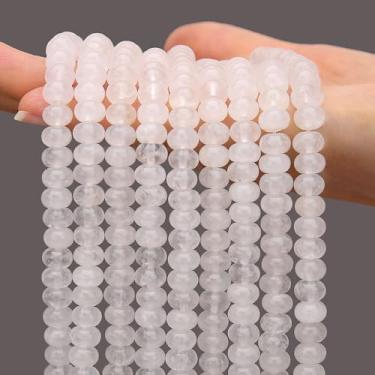 Imagem de AUREHEN 2 fios (150 peças) contas Rondelle de quartzo de cristal transparente, 5 * 8 mm pedras preciosas espaçadoras soltas contas de disco de ábaco para pulseira faça você mesmo, colar, brincos