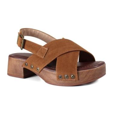 Imagem de Sandália Beira Rio Conforto Casual Camurção Camel 8559102, 38, Caramel