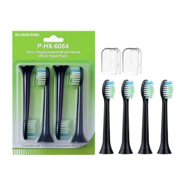 Imagem de Kit 4 Refil Escova de Dente Elétrica Compatível C/Philips Colgate Sonicare SonicPro + Capa Protetora (Preto/Verde, Único)