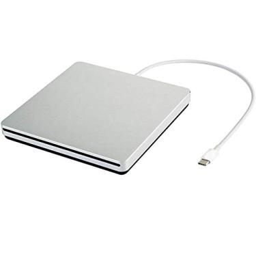 Imagem de Oulin Unidade externa de CD DVD USB C Gravador/gravador de CD DVD Slim Slot portátil em leitor de CD DVD para MacBook Pro/Air/Mac/Laptop/Windows10 (prata)