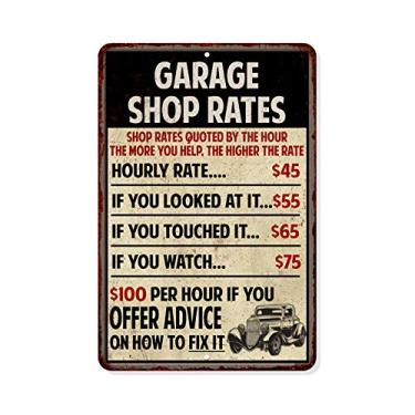 Imagem de Placas mecânicas de decoração de parede rústica de garagem com placa de sinalização e decoração de bonecos Pops Decorations Mechanics Automotive Man Cave Bar Tin Vintage Mancave Car Funny Retro Plaque Dad Grandpa Gift Metal 108120068019 8" x 12" Economy Gloss Bege