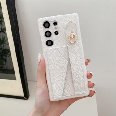 Imagem de Capa tipo carteira de couro sintético de luxo com alça de pulso para Samsung Galaxy S25 S24 S23 S21 S20 FE S22 Plus Note 20 Ultra A52 A53 A54, branca, para S21 Plus