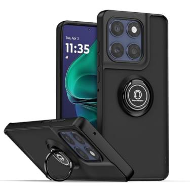 Imagem de QUIETIP Capa compatível com Moto G Stylus 2025 e Edge 60 Stylus, TPU + anel magnético de policarbonato rígido, capa de suporte para carro, preta