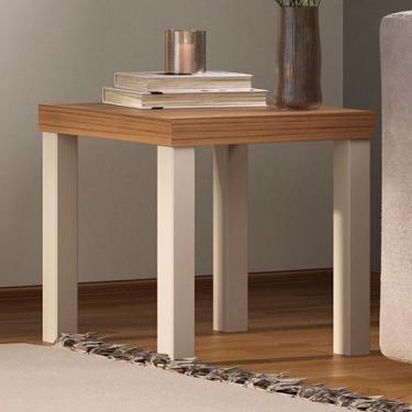 Imagem de Mesa de Canto Zoom Carvalho/Off White - Pnr Móveis, Bege, Moderno