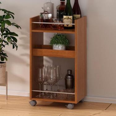 Imagem de Bar Adega Brito 1 Prateleira Cinamomo - Pnr Móveis, Marrom, Moderno