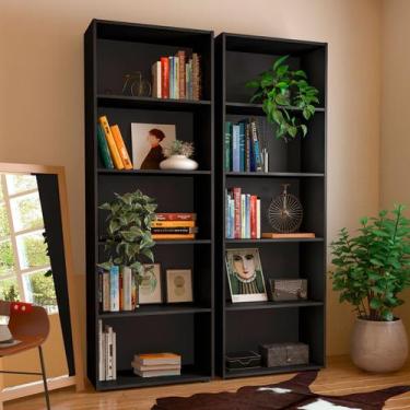 Imagem de Estante para Livros Multy 8 Prateleiras Preto - Panorama Móveis, Preto