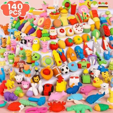 Imagem de Pacote com 140 borrachas de animais para crianças, quebra-cabeça 3D, mini lápis apagador, mesa, animais de estimação, caixa de tesouro, brinquedo para sala de aula, prêmio escolar, lembrancinhas de