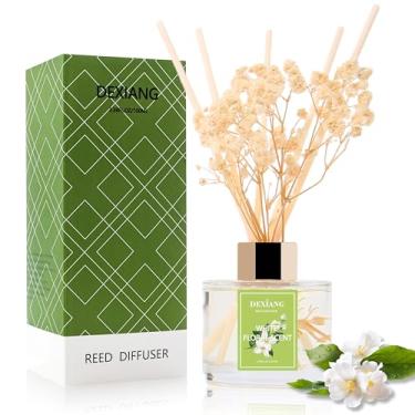 Imagem de Conjunto de difusor de palheta – 100 ml, aromatizador de ar de óleo essencial floral branco com 6 bastões de palheta | Aromaterapia de longa duração para casa, banheiro, decoração de escritório