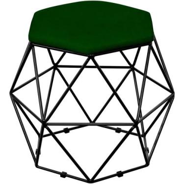 Imagem de Puff Decorativo Aramado Preto Six Suede Verde Musgo - Lyam Decor
