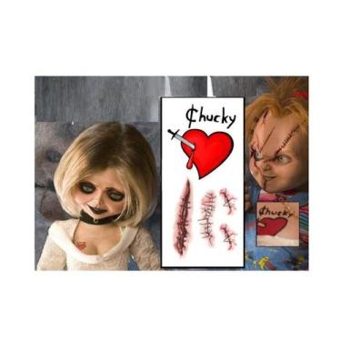 Imagem de Tatuagem Temporária Halloween Chucky Cicatriz 9x6cm - 3Istore