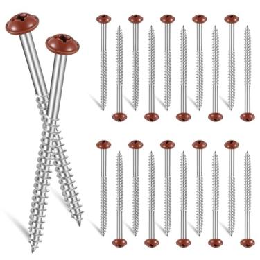 Imagem de Jetec 24 peças de prendedores de obturador de vinil, parafusos pintados de 7,6 cm para venezianas de vinil, parafusos metálicos de aço inoxidável para janelas externas madeira (vermelho acastanhado)