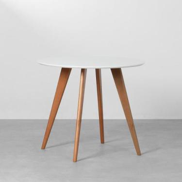 Imagem de Mesa de Jantar Square Redonda Branco - 88cm - Abra Casa