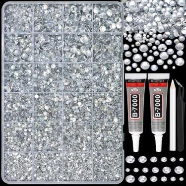 Imagem de RODAKY Pedras de resina plana de strass transparente prata para artesanato diamantes de cristal deslumbrantes 2 peças 10 ml B7000 colas, pinças, caneta pontilhada para artesanato, roupas, sapatos