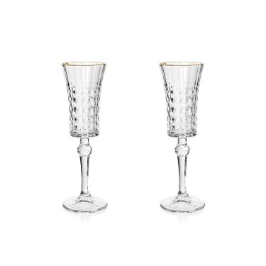 Imagem de Jogo De Taças Copa E Cia 2 Peças Vitreo Com Filete Dourado Espumante 120 Ml