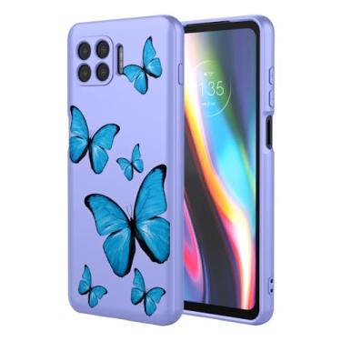 Imagem de KOARWVC Capa de telefone para Moto G 5G Plus, XT2075, XT2075-2, XT2075-3 Capa protetora de TPU macio com estampa de borboleta fofa para Motorola Moto G 5G Plus borboleta roxa
