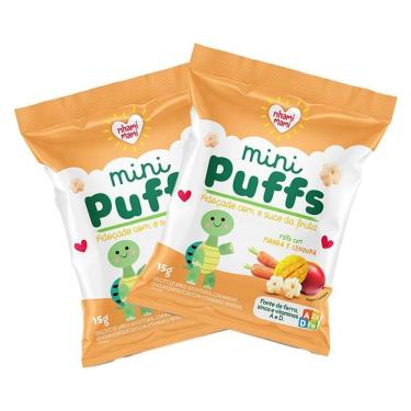 Imagem de Kit 2X: Snack Infantil Mini Puffs Manga E Cenoura Nhami Mami