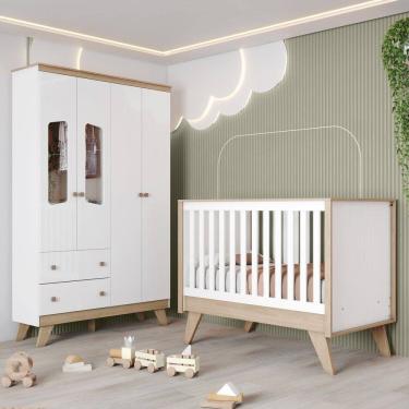 Imagem de Quarto de Bebê Berço Roupeiro Noah Espresso Móveis Branco/Jequitibá