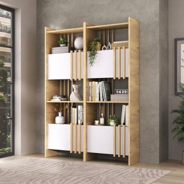 Imagem de Kit 2 Estantes Livreiros para Escritório e Home Office Arbos Olmo/Branco