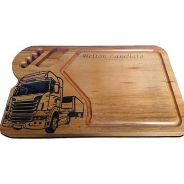 Imagem de Tábua de Cortar Personalizada Caminhão Com Nome, Logo, Símbolo, Iniciais Etc, Madeira Nobre, Tábua 50x30x2,5cm, Presente Único para Casamento, Dia dos Pais Etc