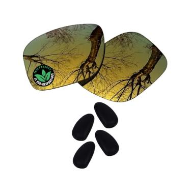 Imagem de Raydi Lentes de reposição de policarbonato e protetores de nariz para óculos de sol Maui Jim Red Sands - Espelho dourado flare - Polarizado