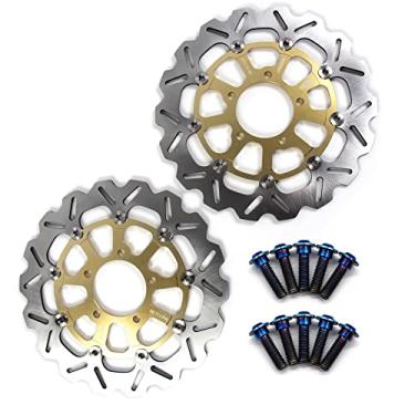 Imagem de Discos de freio dianteiro Arashi Rotores com parafusos de montagem para Kawasaki Ninja ZX6R 13-21 ABS, Z800 13-16, Z800E 13-16, Z1000 14-20 ABS 14-21, ZX10R 08-15, Versy.s 1000 15-21 dourado