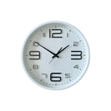 Imagem de Relógio de Parede Branco e Preto Minimalista de Luxo - Decoração Moderna e Silenciosa para Sala e Quarto