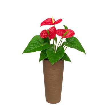 Imagem de Vaso De Planta Grande Coluna Ibiza Decorativo Luxo Moderno Texturizado (MARROM)