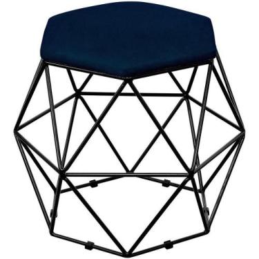 Imagem de Puff Aramado Preto Six L02 Suede Azul Marinho - LYAM DECOR