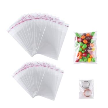 Imagem de 200 sacos de celofane autovedantes, 1,57 x 2,76 + 10 x 12 cm sacos de guloseimas resseláveis para embalagem de pipoca de biscoito de doces, bolsa de presente transparente para dia dos namorados