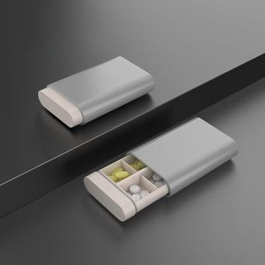 Imagem de Caixa organizadora de comprimidos para 7 dias, recipiente portátil de medicamentos para gerenciamento diário de medicamentos (cinza)