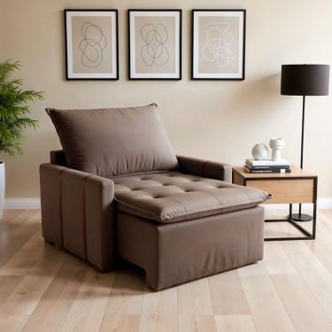 Imagem de Poltrona do Papai Retrátil e Reclinável Base Madeira Maciça Orfeu Marrom