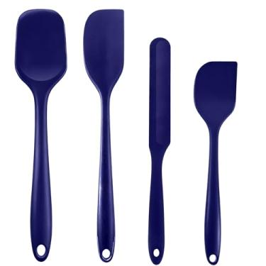 Imagem de Conjunto de espátulas de silicone, espátula de borracha de grau alimentício, 4 espátulas de silicone resistentes ao calor, utensílios de cozinha antiaderentes com design de uma peça para cozinhar