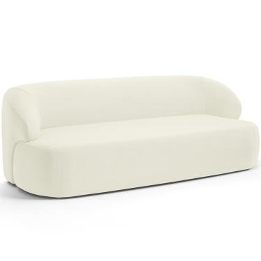 Imagem de Sofá 3 Lugares Curvo Orgânico Living 180cm Barolo L06 Veludo Bege