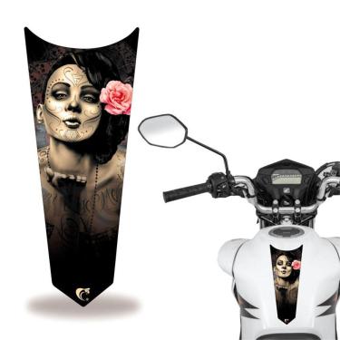 Imagem de Adesivo Faixa Gravata Tanque Moto Caveira Cinza Preto