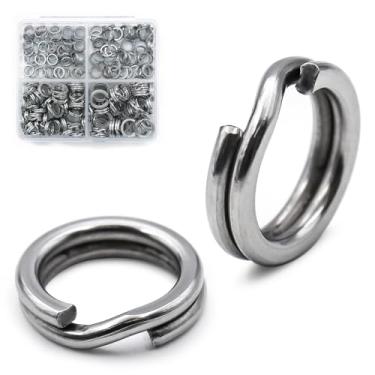 Imagem de FishTrip Anéis divididos de pesca 200 peças de aço inoxidável resistente alicate de anel dividido ganchos agudos água salgada conector terminal equipamento (4#_100pcs)