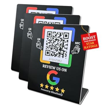 Imagem de Suporte de plástico com chip NFC e código QR – compatível com a página de avaliação do Google para avaliações de clientes, sem aplicativo, sem assinatura, avaliações de negócios Boost Business