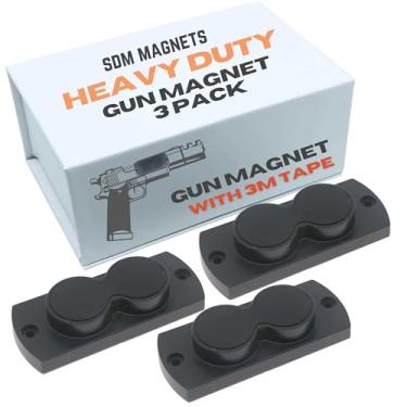 Imagem de SDM Magnetics Soluções de segurança para montagem magnética de arma de 13,6 kg para arma, arma, rifles de armazenamento no carro, caminhão, ao lado da cama, montagem na parede, suporte magnético para
